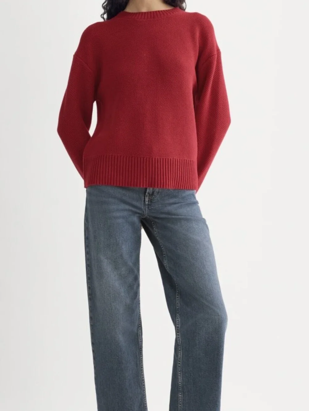 Everlane ♥️ Swifty Red Cotton Crewneck Sweater - Picture 8 of 11